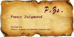 Pencz Zsigmond névjegykártya